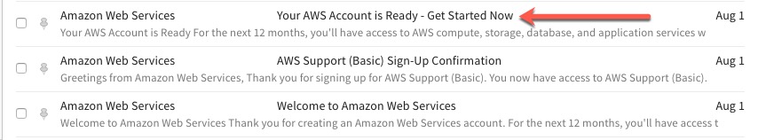 Typical AWS Activation Emails.