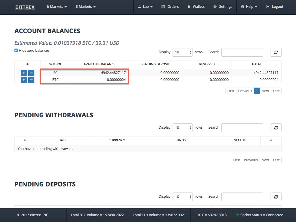 Another successful Siacoin purchase.